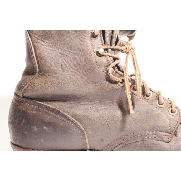 Vintage Danner Distressed Heavy Worn Brown Leather Kiltie Logger Boots USA main image 15